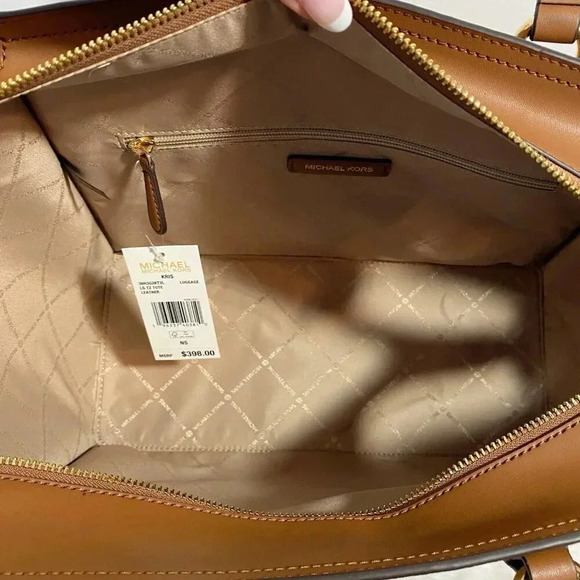 Michael Kors Large Luggage Brown Leather Kris Travel Career Work Tote Bag NWT - Picture 11 of 12